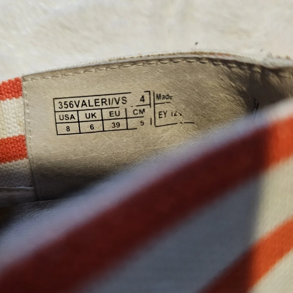 Vionic Size 8 Valeri Canvas Striped Slip On Espadrille Loafers